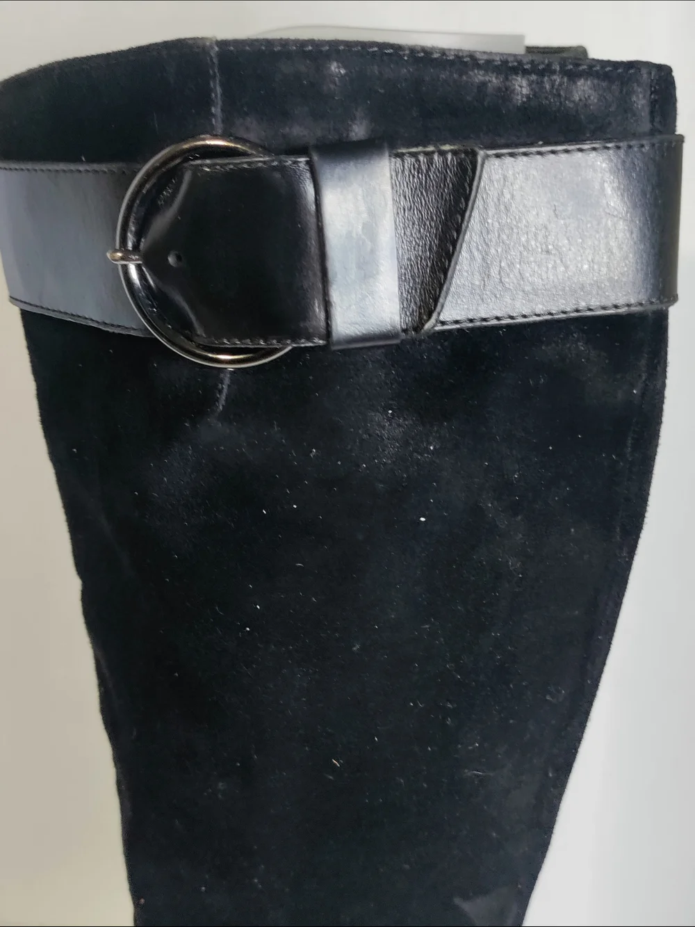 Tod's Black Suede Over-the-Knee Boots with Buckle Detail